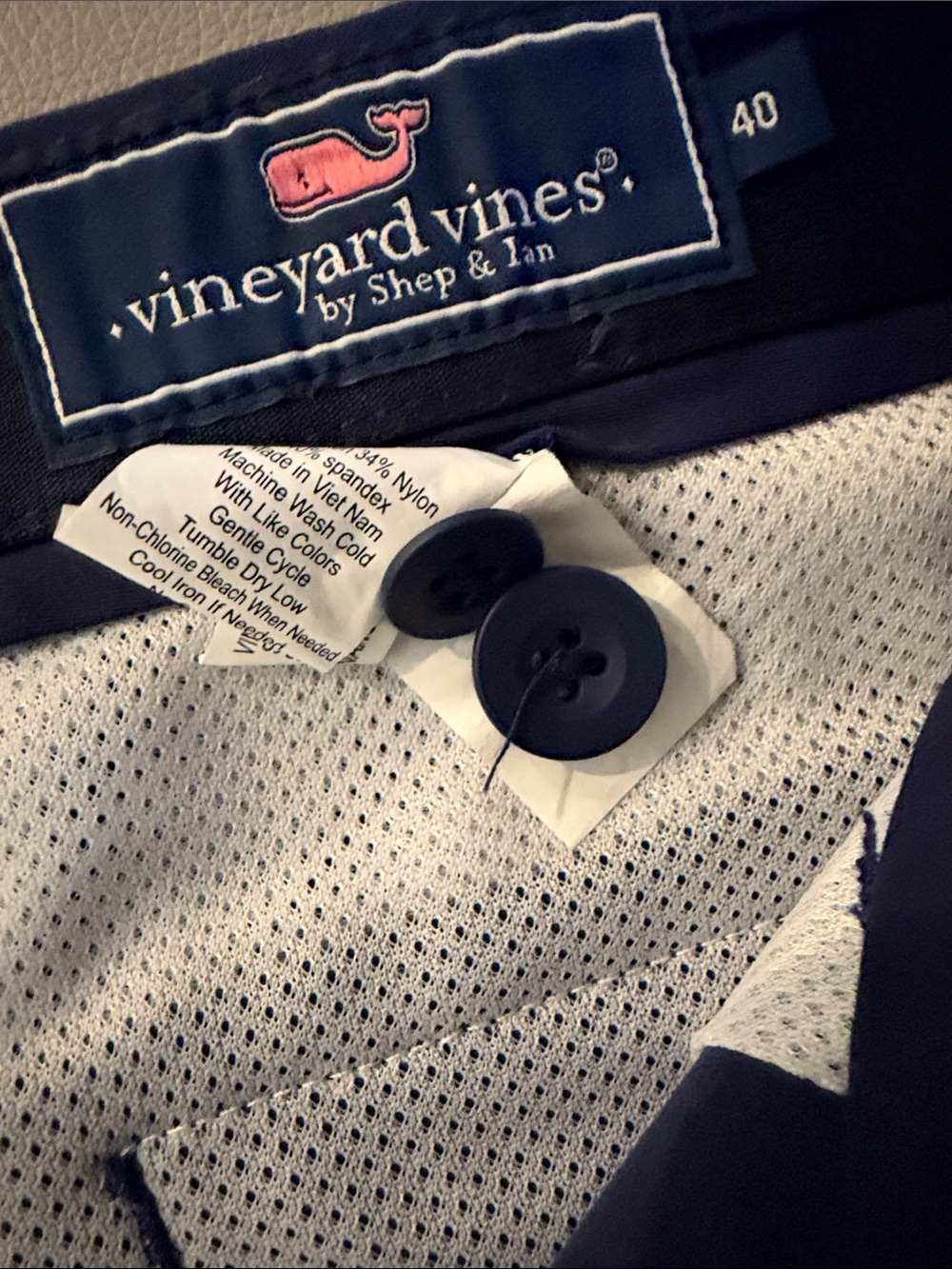 Vineyard Vines Navy Shorts with Pink Whale Logo